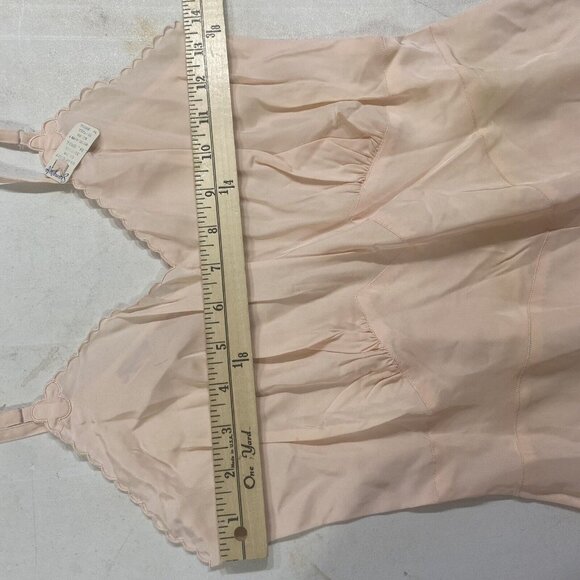 NOS Vintage Seamprufe Full Slip Womens Tall 34 Pink Lace Lingerie Midi READ - Picture 10 of 12